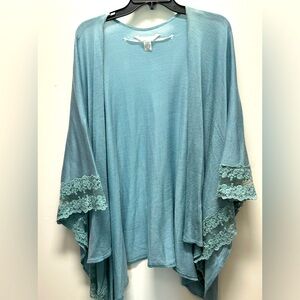 LC Lauren Conrad lightweight Sweater Kimono.  Lace edging.  Sage Green.  XL.